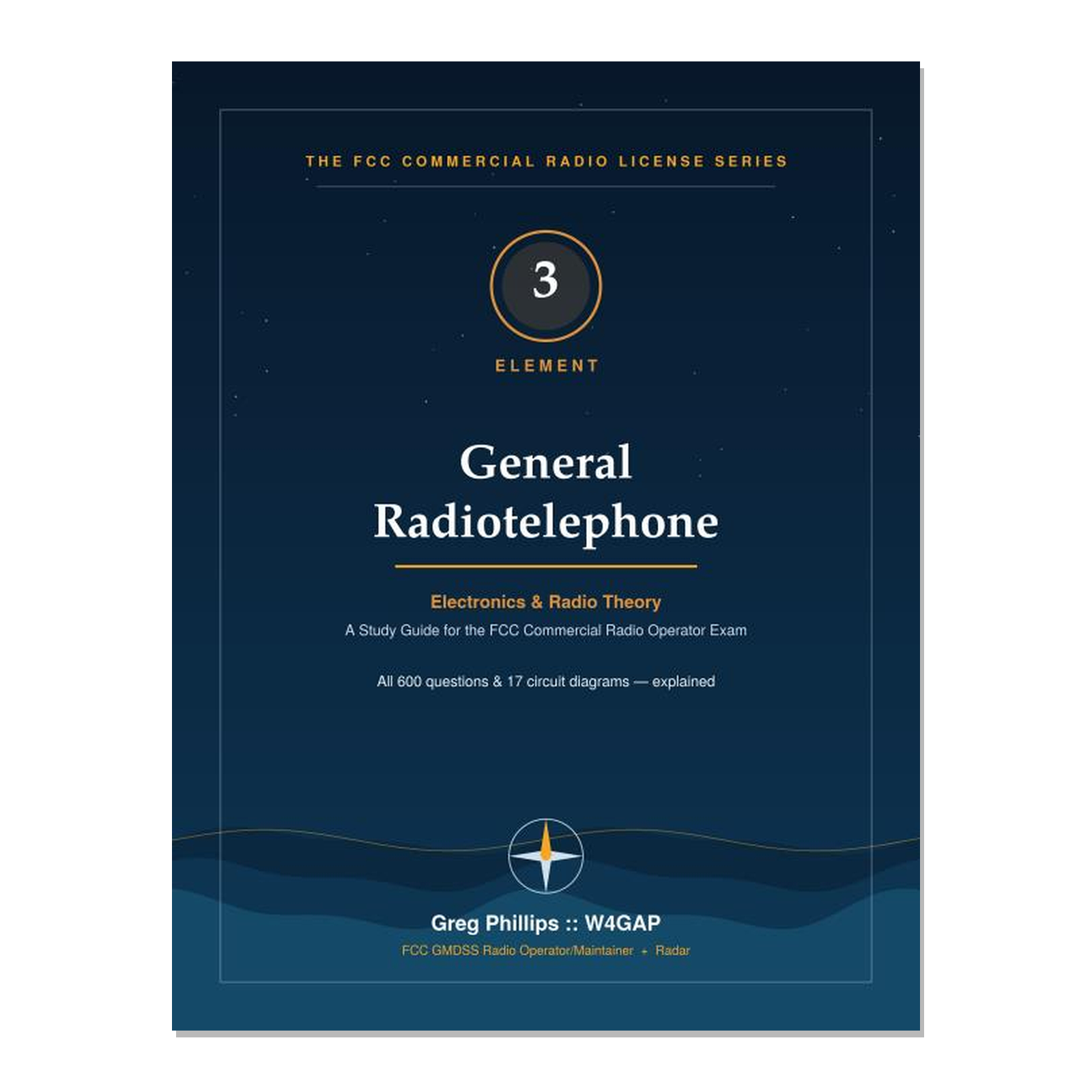 Front cover of the FCC Element 3 General Radiotelephone textbook, a study guide for the electronics and radio theory exam.