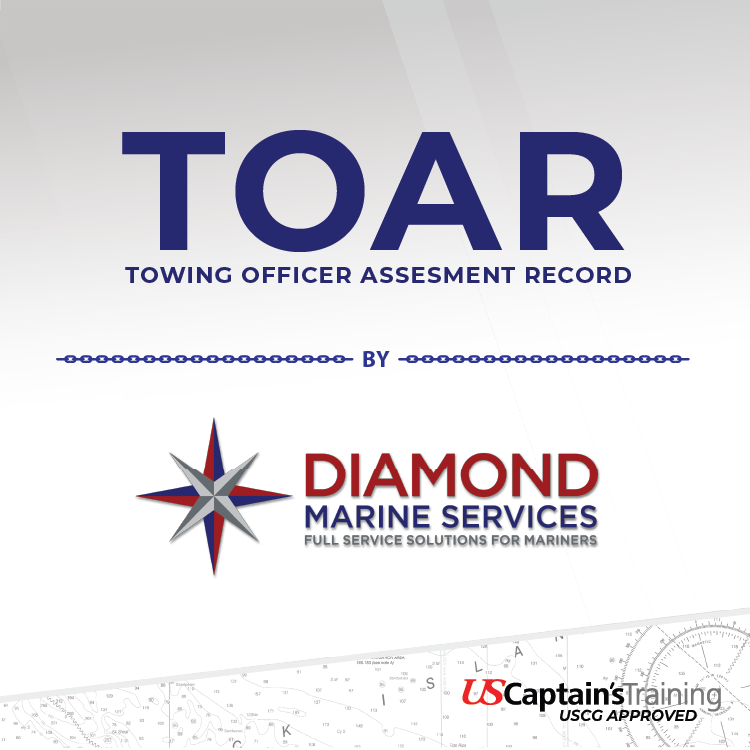 USCG-approved TOAR class training at Diamond Marine Services with towing vessel and navigation equipment.