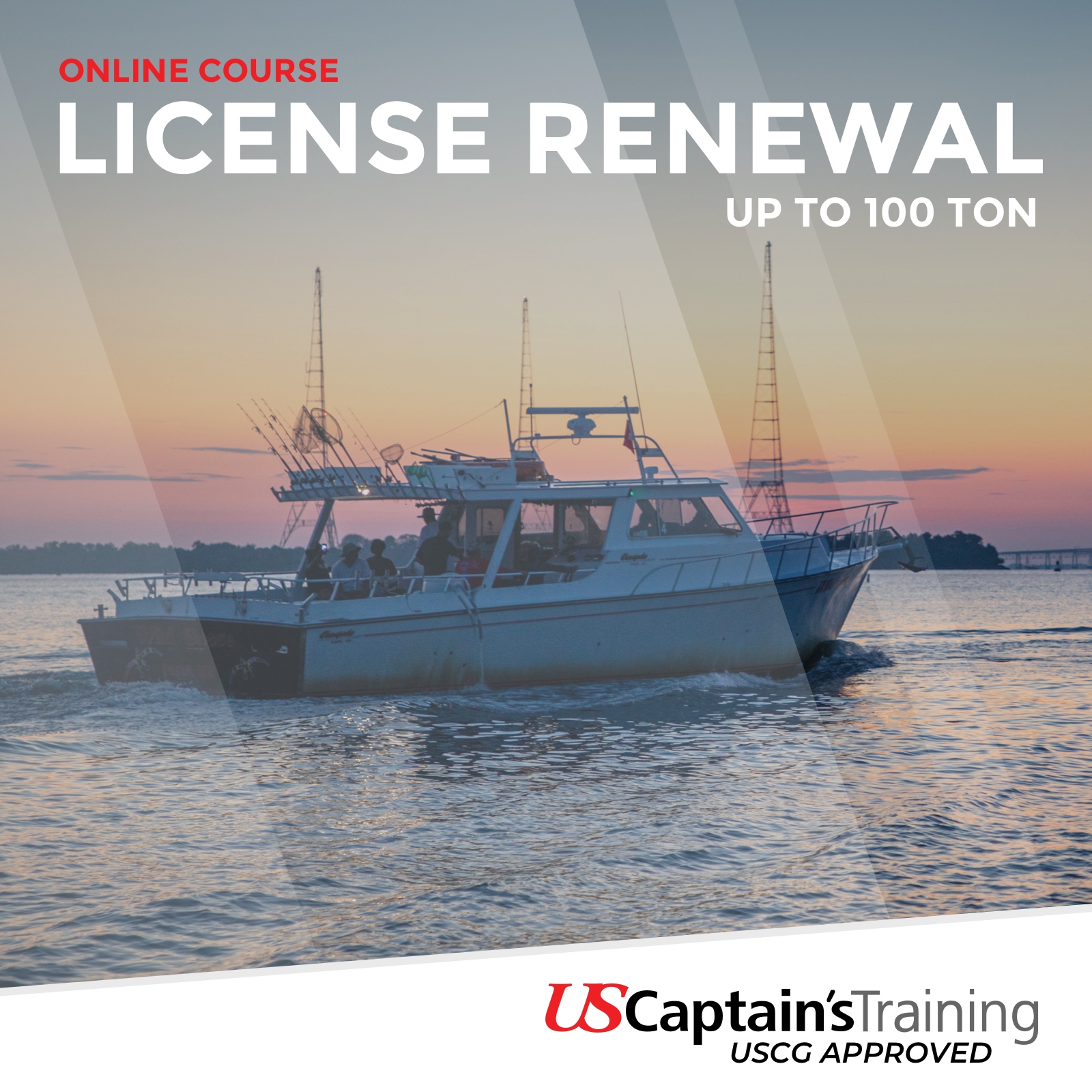 Captain's License Online Course & Exam from US Captain's Training - License Renewal up to 100 Ton
